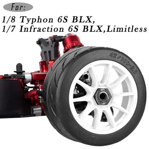RC Rubber Wheels RC Tires for 1/7 Infraction 6S BLX,1/8 Typhon 6S BLX,Limitless,Highway Wheels Soft Tires Truck Tire Highway Tires,4PCS White - color: White(4pcs)
