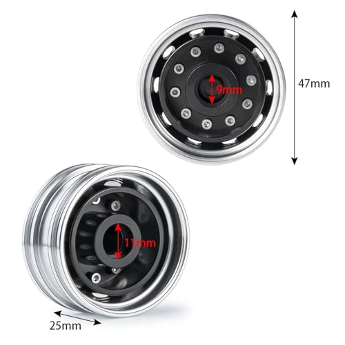 RC Car Toys Parts for Tamiya 1/14 6PCS Wheel Tires Complete Set Metal Front Rear Hub Rubber Tyre RC Tractor Truck Car Parts