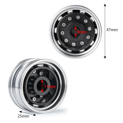 RC Car Toys Parts for Tamiya 1/14 6PCS Wheel Tires Complete Set Metal Front Rear Hub Rubber Tyre RC Tractor Truck Car Parts