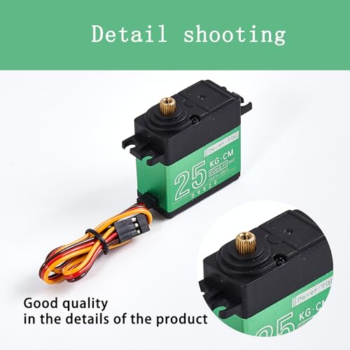 15KG RC Servo Motor Steering Servo Metal Gear Waterproof with 25T Servo Horn for RC Car Truck Boat Helicopter Model Parts, Control Angle 180° (Green-15kg) - color: Green-15kg