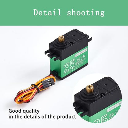 20KG RC Servo Motor Steering Servo Metal Gear Waterproof with 25T Servo Horn for RC Car Truck Boat Helicopter Model Parts, Control Angle 180° (Green-20kg) - color: Green-20kg