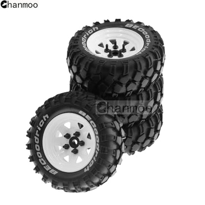 1.9 RC Crawler Tires And Metal Beadlock Wheels Rims 12mm Drive Adaptors 1:10 Soft Mud Tyres For 1/10 Rock Crawler Car Traxxas TRX4 D90 TF2 Axial Redcat Gen8 SCX10 Tamiya CC01 4PCS (White) - color: White