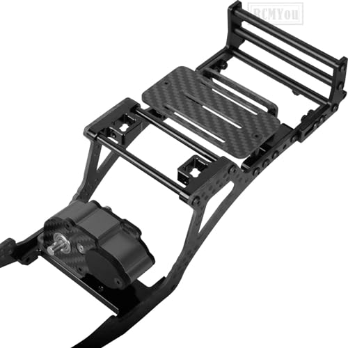 RC Carbon Fiber Frame Chassis w/Gearboxes Upgrades Part for 1/10 SCX10 SCX10 II 90046 90047 RC Crawler Car,Black - color: Black - Parts
