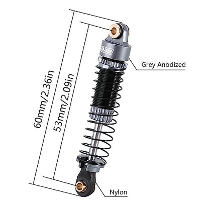 INJORA 53mm Aluminum Threaded Oil Shocks for 1/18 TRX4M Upgrade, Titanium - color: Grey