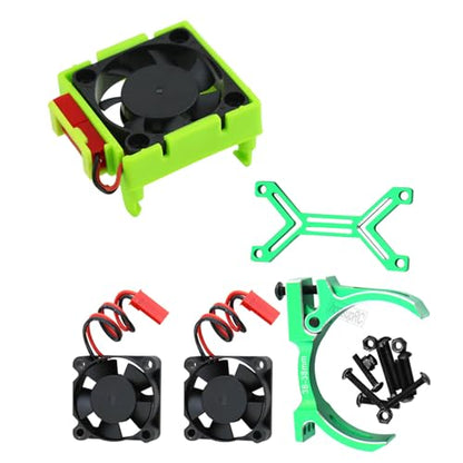 Upgrades for 1/10 Slash/Stampede/Bandit 2WD 4WD,Aluminum 3660 540 550 Motor Cooling Fan with 36-38mm Adjustable Mount&VXL-3s ESC Cooling Fan High Velocity Fan Heatsink Set,Green - color: Green/for Slash