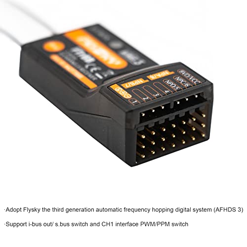 HTLNUZD Flysky FTr8B 2.4GHz Remote Control Receiver Dual Antenna, 8CH PWM/PPM/i.Bus/S.Bus Output Compatible AFHDS 3 RF Modules for PL18 NB4 NB4 Lite Transmitter RC Glider Vehicles
