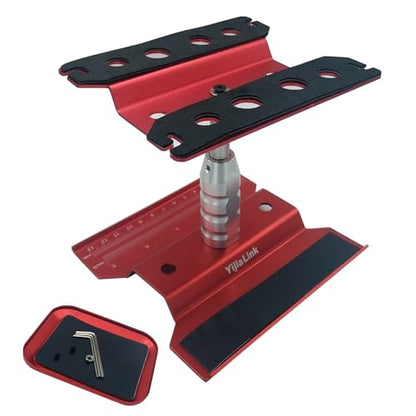 1 Set RC Car Work Stand Aluminum Alloy Repair Workstation Bracket with Screw Tray for 1/8 1/10 1/12 1/16 Traxxas Axial Arrma Redcat RC Crawler Monster Truck Buggy (Red) - color: Red