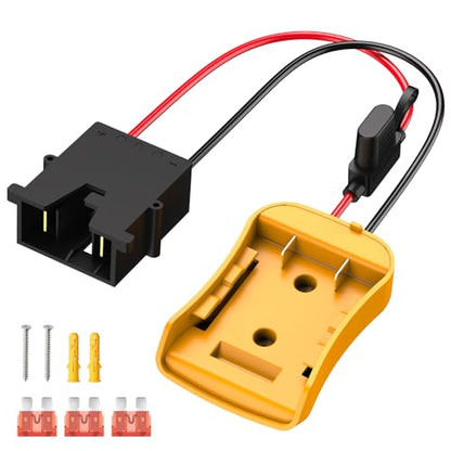 Kzreect for Power Wheel Battery Adapter Compatible with Dewalt 20V Battery | Connector Compatible with Fisher Price 12V Cars, 12AWG Wire, 40A Fuse Holder, Screw & Drywall Anchors, Easy to Secure - size: Compatible with Fisher-Price Connector