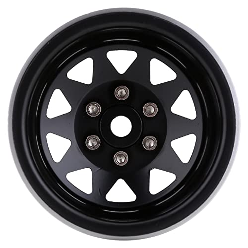 INJORA 1.9 Beadlock Wheel Rim Hub 4pcs Metal Rims for 1/10 RC Crawler Car TRX4 Axial SCX10 90046 SCX10 Pro(Black) - color: Black