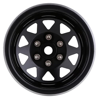 INJORA 1.9 Beadlock Wheel Rim Hub 4pcs Metal Rims for 1/10 RC Crawler Car TRX4 Axial SCX10 90046 SCX10 Pro(Black) - color: Black