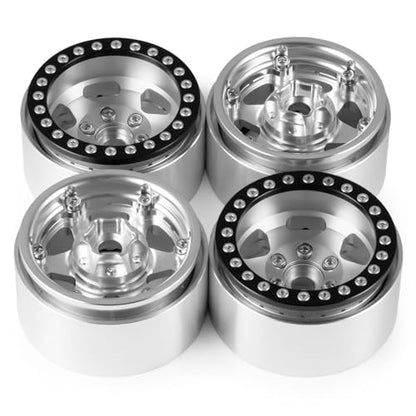 Aluminum Alloy RC 1.9 Beadlock Wheels Rims 30mm | For 1/10 RC Crawler Axial SCX10 90046 AXI03007 Gen8 TRX4, Upgrade, Silver - color: Silver