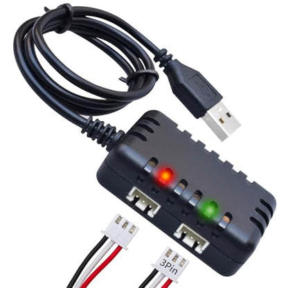 7.4V Li-ion/Lipo Battery Charger 2-in-1 USB Balance Smart Charger with XH-3P Plug 1A for 2S Batteries RC Cars Drone Boat Airplane Helicopter Truck Quadcopter Airsoft SCX24 SCX10