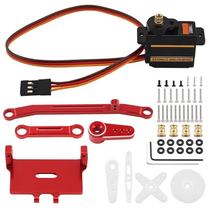 12g Metal Gear Steering Servo Upgrades Fit for Axial 1/24 SCX24 RC | with Servo Mount Bracket and Arm and Steering Link Set