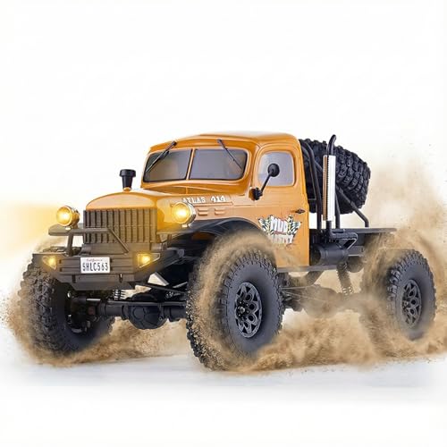 Fms Rochobby 1/10 Atlas Ready Set RC Crawler RC Truck 4X4 with Lighting, 2.4GHz Radio,Ball Bearing, Metal-Gear Full,4 Link Suspension,Rapid Separation Car Body for Adult Yellow - color: Yellow