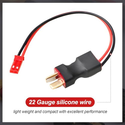 Hobbypark T Plugs to JST Connector Adapter 22AWG Wire RC Battery Connectors (2-Pack)