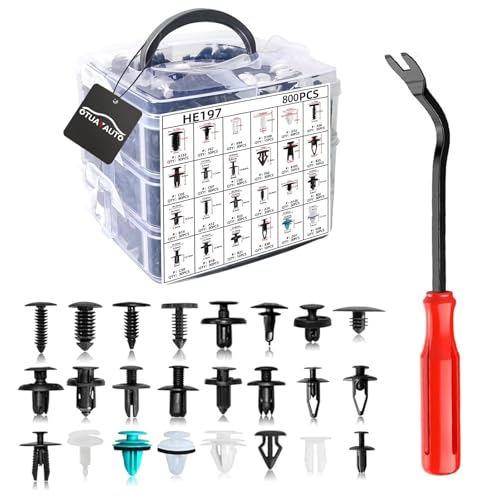 OTUAYAUTO 801PCS Car Retainer Clips Kit, 24 Sizes Fender Bumper Rivet Clips | Door Panel Trim Push Pin Rivets Kit with Fastener Remover for Ford GM Toyota Honda Chrysler Nissan Subaru Mazda - size: Universal (801 pieces)