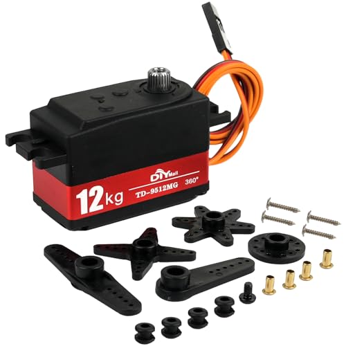 TD-9512 12kg Low Profile Waterproof Servo 360 Degree High Continuous Rotation Servo High Performance Metal Gear for 1/10 Scale RC Drift Cars Robots Planes - size: Semi-metal 360°