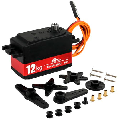 TD-9512 12kg Low Profile Waterproof Servo 360 Degree High Continuous Rotation Servo High Performance Metal Gear for 1/10 Scale RC Drift Cars Robots Planes - size: Semi-metal 360°