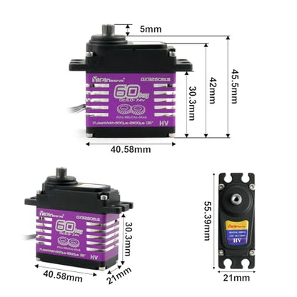 Digital Servo Motor, 60KG High Torque, 5.0-7.4V Brushless, Metal Gear with Servo Arms (360 Degree) - style: 360 Degree