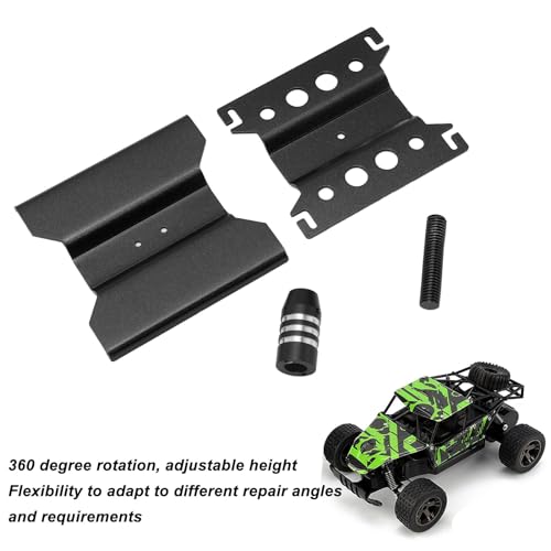 RC Car Repair Work Stand, Aluminum Alloy RC Car Stand with 360 Rotation & Adjustable Height, for 1/18 1/24 Scale Remote Control Cars Including SCX24 (Black) - color: Black