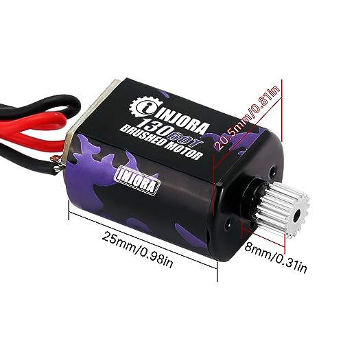 INJORA 130 Brushed Motor 60T with Steel Pinion for 1/24 FMS FCX24 FCX18