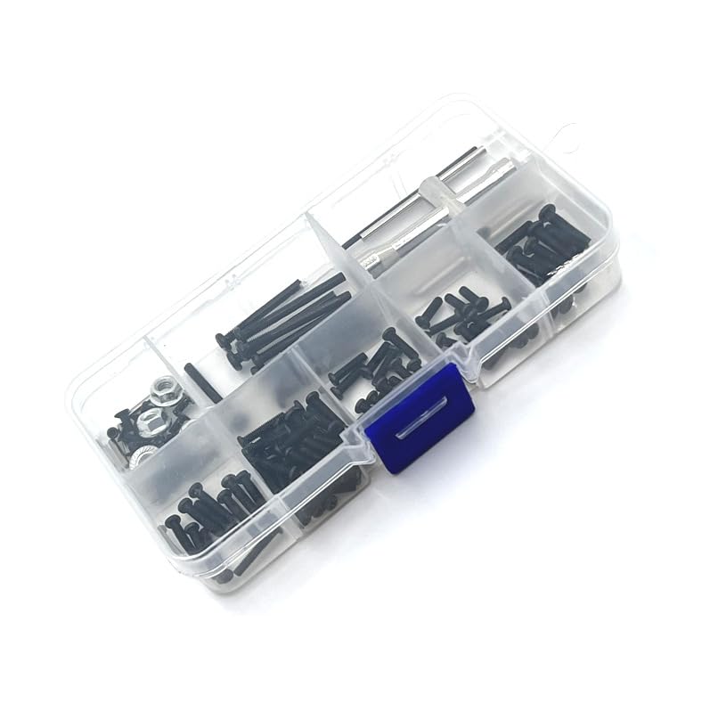 RC Car Screw Box Kit Repair Tool Accessory Screws Assortment Set Hardware Fasteners Compatible with Hyper Go H16BM H16DR H16 MJX 16207 16208 16209 16210 1/16 Scale RC Upgrade Parts