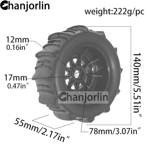 1/7 1/8 RC Off Road Truck Wheels 17mm Hex And Tires OD 5.5" Short Course Snow Sand Tyres For 1:7 1:8 Scale Buggy Truck Car TRAXXAS UDR FS Atom ARRMA Mojave 6S EXB YK4072 DF7 TB7 4PCS (Blue)