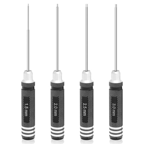 4pcs Hex Screw Driver Set 1.5mm 2.0mm 2.5mm 3.0mm Allen Wrench Keys Screwdriver Kit RC Repair Tools Kit for TRX4M SCX24 FCX18 Precise Model Airplane Screwdriver Set