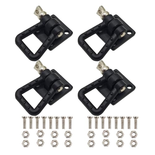 4PCS 1/10 RC Crawler Car Metal Trailer Tow Hooks Buckle Winch Shackles RC Decorations Accessories for 1:10 Rock Crawler Truck Car Traxxas TRX4 SCX10 Redat Axial RC4WD Tamiya D90 (Black) - color: Black