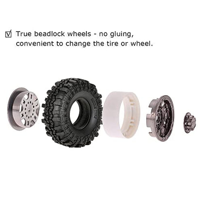 Goolsky 4Pcs AUSTAR AX-4020C 1.9 Inch 110mm 1/10 Rock Crawler Tires with Beadlock Wheel Rim for D90 SCX10 AXIAL RC4WD TF2 RC Car