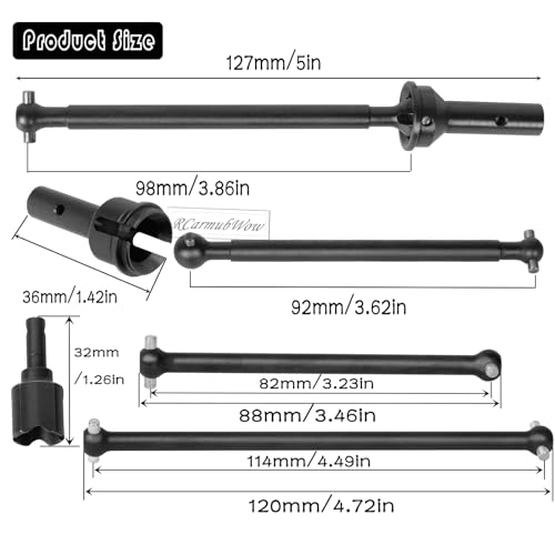 RC Axles Widen Driveshafts Upgrades Part for 1/8 Typhon 6S,Steel #45 Front Rear Drive Shafts,Center CVD Dogbone,Diff Outdrives,Black - color: Black(6pcs)
