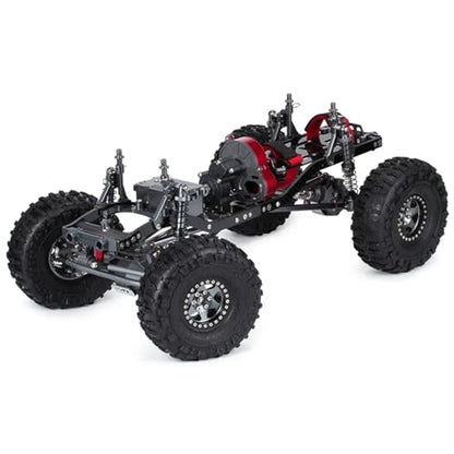 Rc Accessories for SCX10 1/10 Carbon Fiber Rails Metal Brace Skid Plate Adjustable Shock Mount Box Battery Tray for Chassis Set RC Crawler(Black) - color: Black