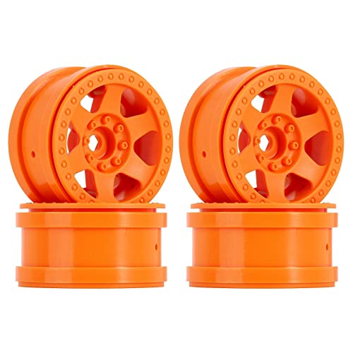 4PCS Plastic 2.2 Inch Beadlock Wheel Rim Wheel Hub 12mm Drive Hex Compatible with 1/10 RC Crawler Car for Axial SCX10 90046 TRX4 Wraith RR10 Capra(Orange) - color: Orange