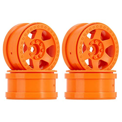 4PCS Plastic 2.2 Inch Beadlock Wheel Rim Wheel Hub 12mm Drive Hex Compatible with 1/10 RC Crawler Car for Axial SCX10 90046 TRX4 Wraith RR10 Capra(Orange) - color: Orange