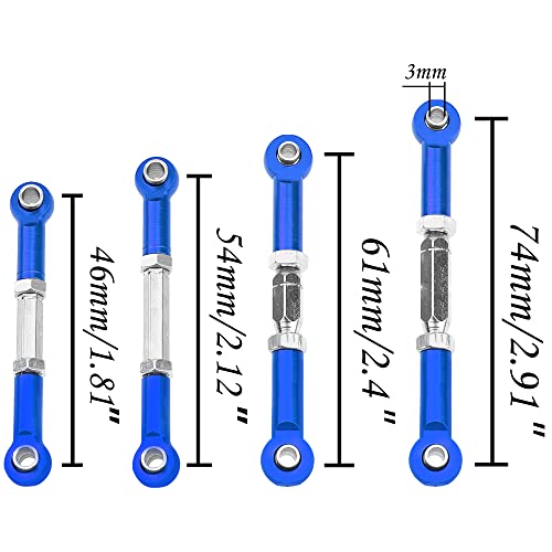Metal Turnbuckles Rod Camber Links Steering Linkage Tie Rods Pull Rod Compatible with Redcat Racing Blackout SC,SC Pro, XTE, XTE Pro,XBE,XBE Pro 1/10 RC Car (Blue) - color: Blue