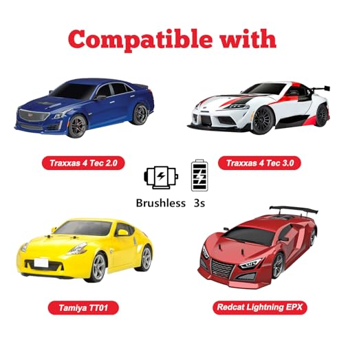 HobbyPark Glued 1/10 On-Road RC Touring Tires and Wheels Set for 1/18 Traxxas Latrax Teton 4 Tec 2.0 3.0 Tamiya TT02 TT01 Brushless (4-Pack) (Color D) - color: Color D
