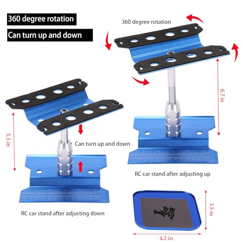 RC Car Repair Work Stand 652 PCS Screw Kit RC Repair Kit Universal RC Screw Set for Arrma Redcat Traxxas Axial HPI Losi 1/8 1/10 1/12 1/16 Scale RC Cars Trucks Crawler - style: Blue RC Kit