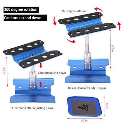 RC Car Repair Work Stand 652 PCS Screw Kit RC Repair Kit Universal RC Screw Set for Arrma Redcat Traxxas Axial HPI Losi 1/8 1/10 1/12 1/16 Scale RC Cars Trucks Crawler - style: Blue RC Kit