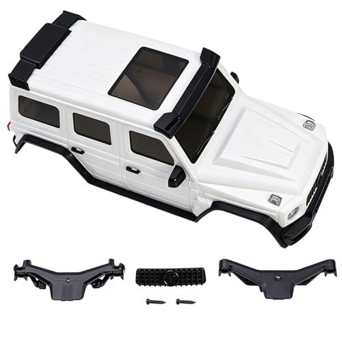 for AXIAL SCX30 Plastic Painted Unpainted Body Kit Shell Cover with Light Bucket Mount Spare Tire Mount for 1/30 RC Crawler Replace DIY Upgrade (White) - color: White
