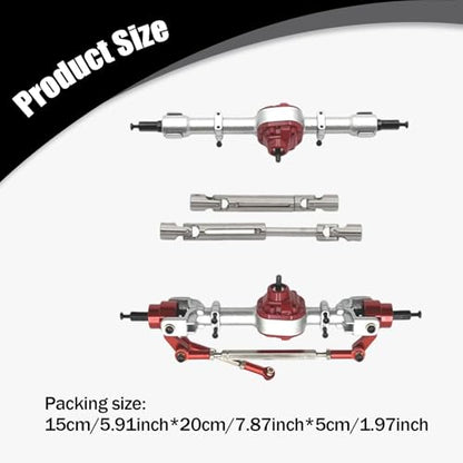 Colaxi Metal Front Rear Axles Set 1/12 Scale RC Car Upgrade Repairing DIY Replace Parts Drive Shafts for MN82T MN82 MN82S LC79, Red - color: Red
