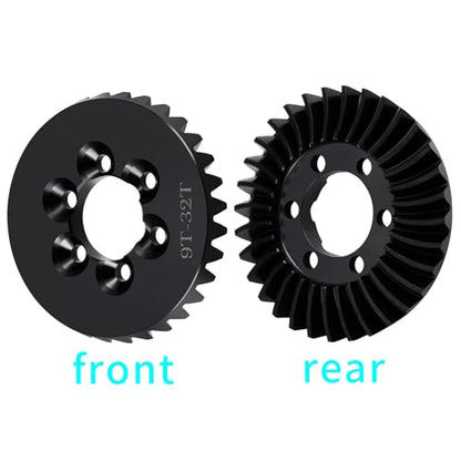 Diff Ring&Pinion Gear 32/9T 1.35M for Axial SCX6 JLU JeepTrail | Honcho AXI05000 AXI05001 1/6 RC Crawler Upgrade Parts Steel Front or Rear Spiral Cut Differential Gears - size: 32T/9T/1.35 Mod