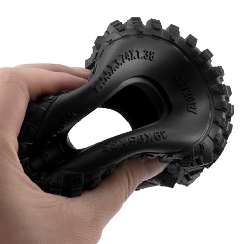 4PCS 1.55" Soft Rubber Wheel Tires 1.55 inch Mud Wheel Tyre All Terrain Crawler Rubber Tires with Foam Insert for 1/10 RC Crawler Car Axial 90069 TF2 D90 CC01 LC70 Tamiya MST JIMNY UTB18