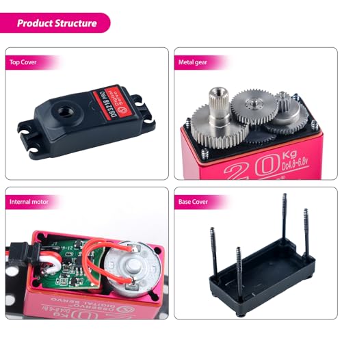 2Pack DSServo DS3218 PRO 20KG 0.09s 6.8V Digital Servo Waterproof IP66 Metal Gear 270° Degree with 25T Arm for 1/8 1/10 1/12 Scale RC Cars