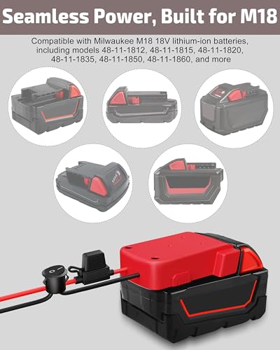 4-Pack 18V for Milwaukee M18 Battery Adapter for Power Wheels Battery Upgrade Conversion Kit with Switch Fuses Wire Connectors 12AWG Wire Power Tool Drill Battery Converter Adapter for DIY RC Car, Etc - size: 4-Pack with Switch