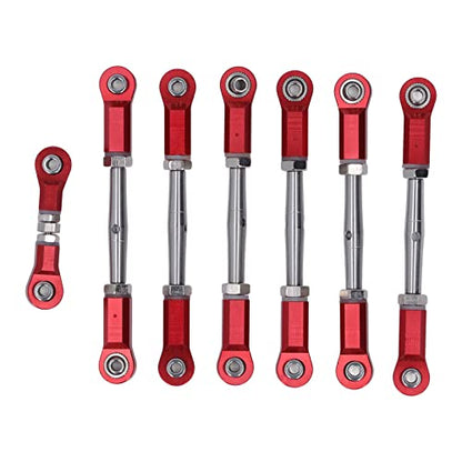 7PCS Adjustable Links Set for Slash Rustler - RC Accessories - 1/10 RC Car Adjustable Steering Linkage Kit with 87-103mm Links (Red) - color: Red