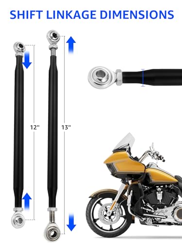 Motorcycle Shift Linkage, Aluminum Shifter Linkage Black | Adjustable, Fit for Harley Davidson Street Glide, Road King, Electra Glide, Road Glide, Tri Glide, Softail, 1986-2026 - color: Black
