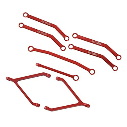 RC Metal Chassis Pull Rods Steering Rods Suspension Links Set, Aluminum Alloy Upgrade Parts for FMS FCX24 1/24 RC Crawler Car with High Strength Lightweight Design (Red) - color: Red
