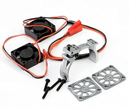 Powerhobby 1/10 Car/Truck Aluminum Heatsink 30mm Twin Turbo Cooling Fans with Motor Mount (Gunmetal) - color: Gunmetal
