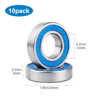 RC Ball Bearings Rubber Sealed for Traxxas Arrma Axial Losi Redcat Racing HSP WLtoys RC Cars Trucks Buggy Crawler, Set of 10 (12x24x6mm 6901-2RS) - size: 12x24x6mm 6901-2RS