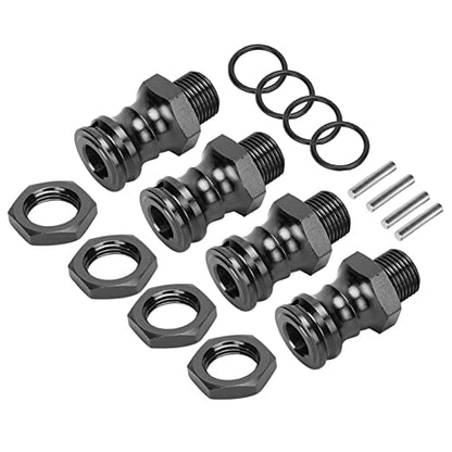 4pcs Aluminum Alloy 17mm Hex to 23mm Wheel Extension Adapter, RC Car Wheel Spacer for 1/8 Scale, Durable Lightweight Hub Extender with Precise Fit for Off - Road Racing (Black) - color: Black